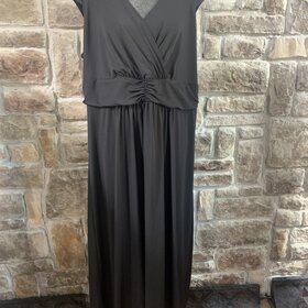NY Collection Black Crepe Wrap Gown, Size 2X