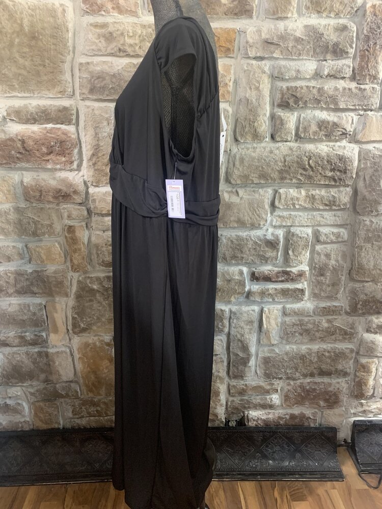 NY Collection Black Crepe Wrap Gown, Size 2X