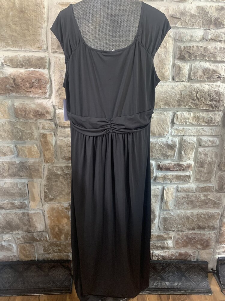 NY Collection Black Crepe Wrap Gown, Size 2X
