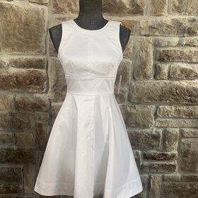 French Connection White Cotton Flare Dress, Size 0