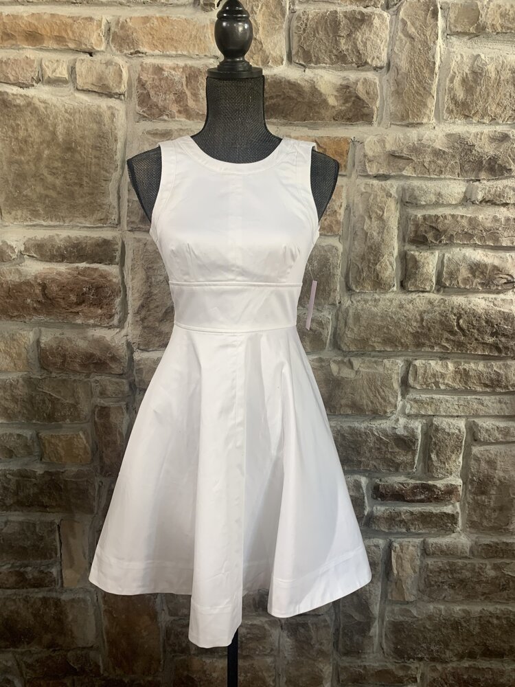 French Connection White Cotton Flare Dress, Size 0