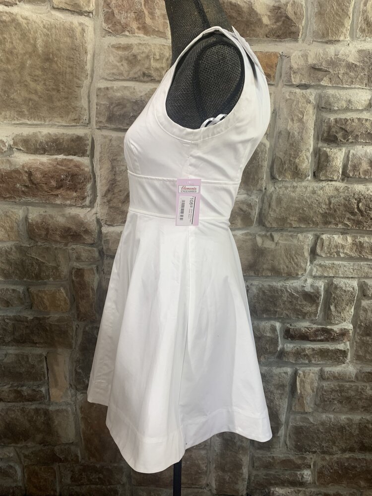 French Connection White Cotton Flare Dress, Size 0