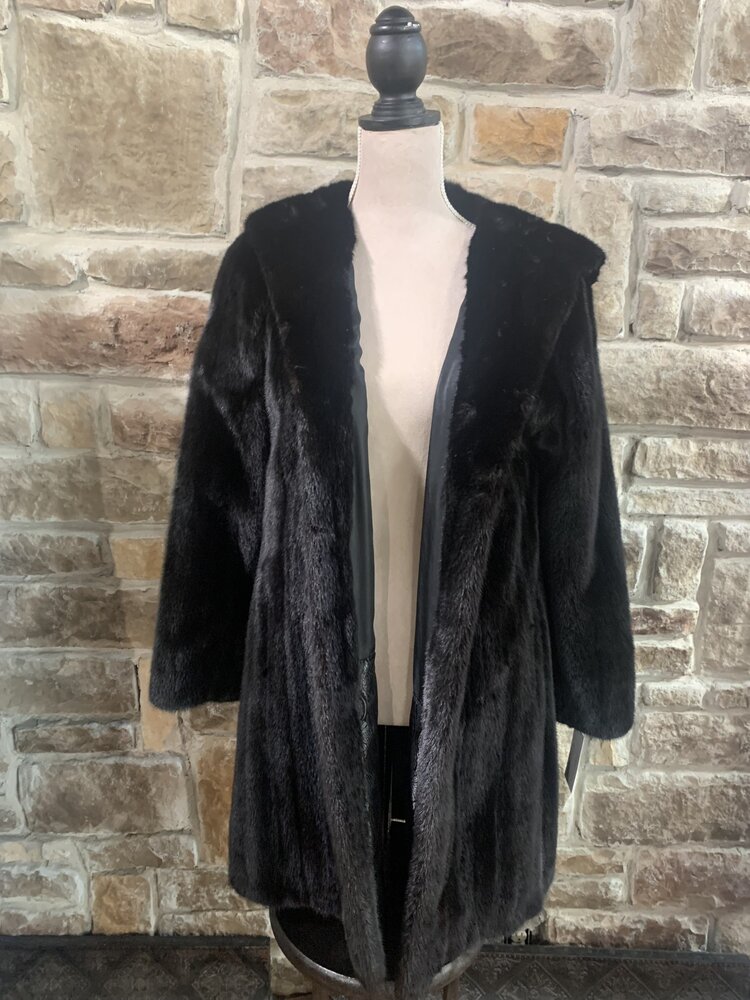 Black Mink Stroller w/Attached Hood, Size S