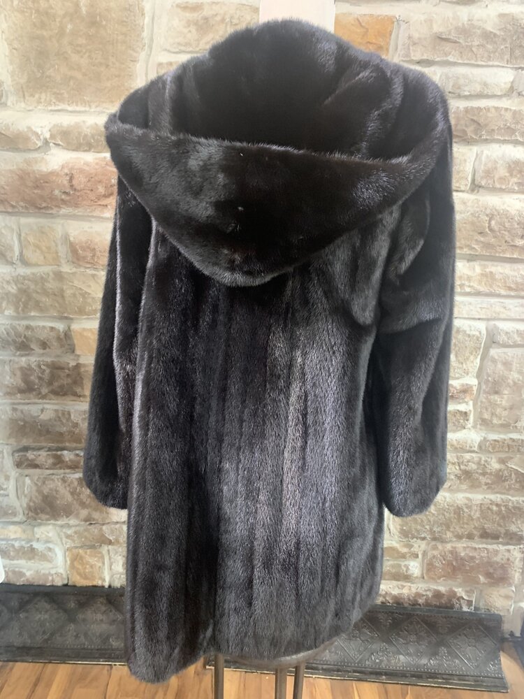 Black Mink Stroller w/Attached Hood, Size S