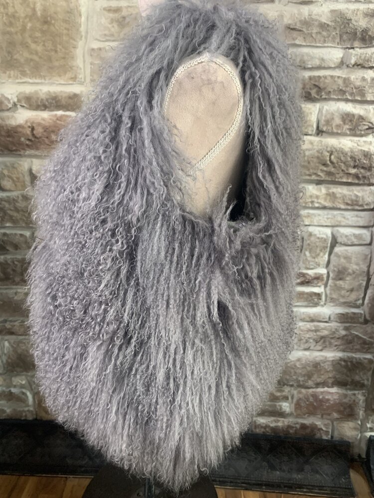 UGG Gray Curly Lamb Vest, Size M/L