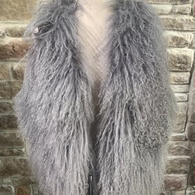 UGG Gray Curly Lamb Vest, Size M/L
