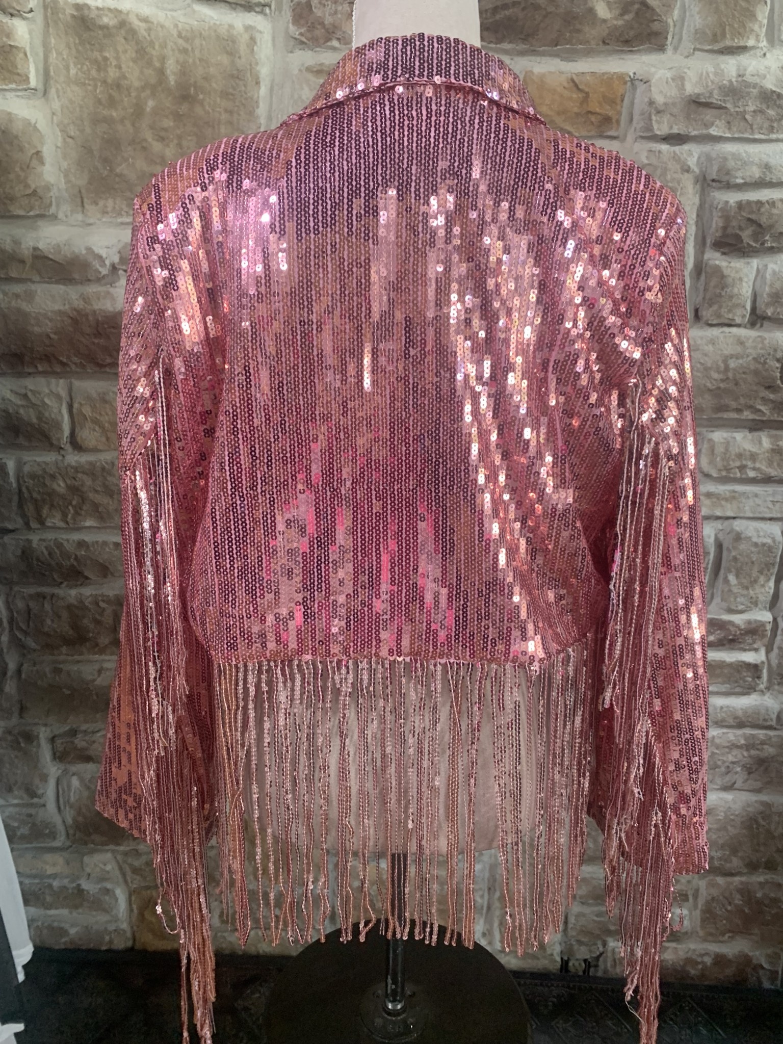 Blue Buttercup Hot Pink Sequin Fringe Jacket Hot Pink / M