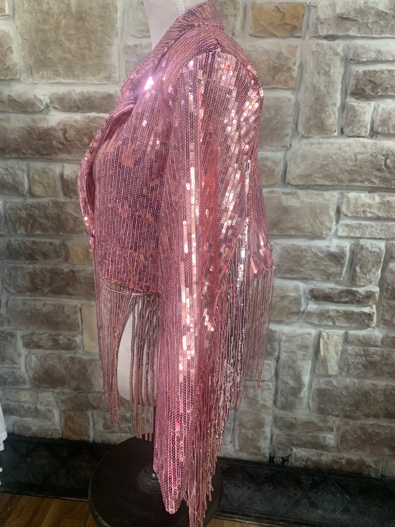 Blue Buttercup Hot Pink Sequin Fringe Jacket Hot Pink / M