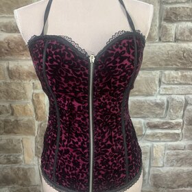 Lydia USA Fuschia Velvet Corset with Lace Trim