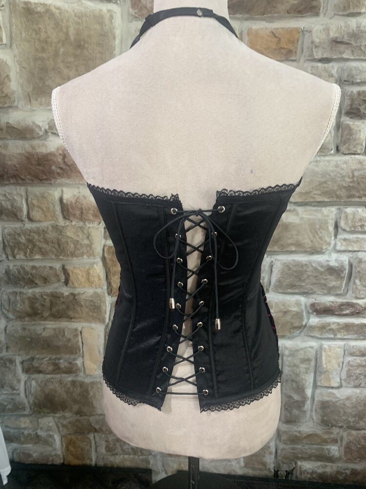 Lydia USA Fuschia Velvet Corset with Lace Trim