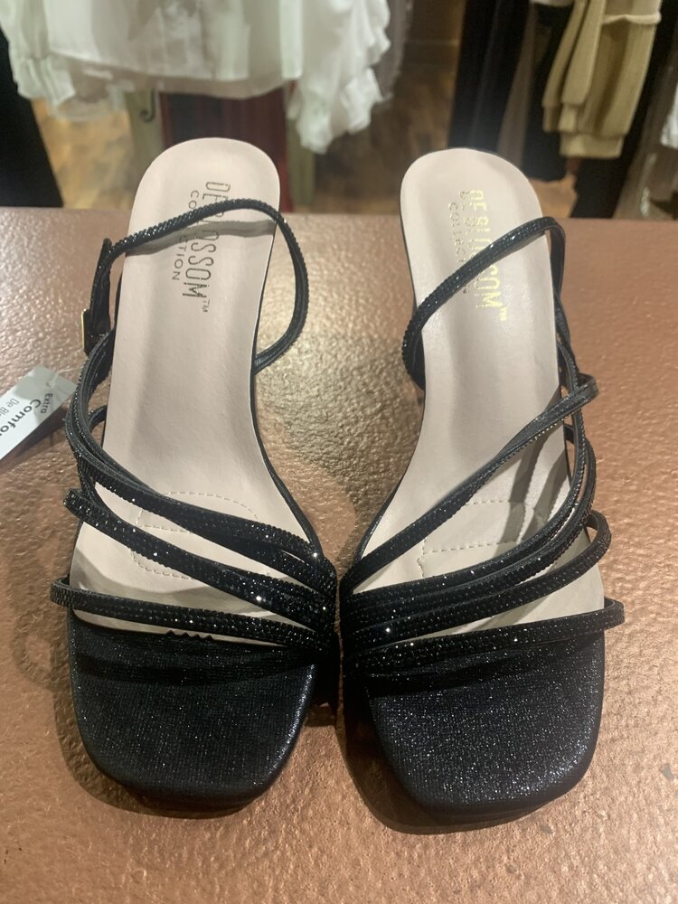 De Blossom Collection Black Shimmer Five Strap Heel