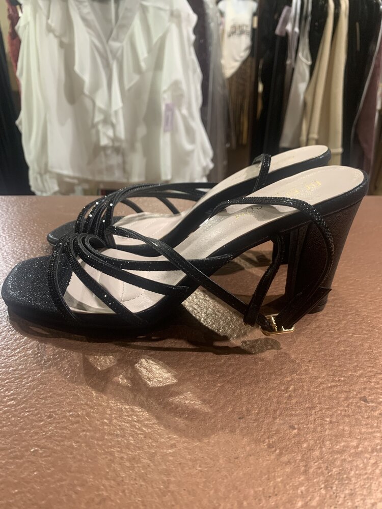 De Blossom Collection Black Shimmer Five Strap Heel