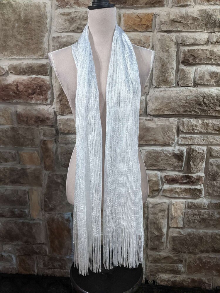 White Silver Shimmer Scarf Wrap