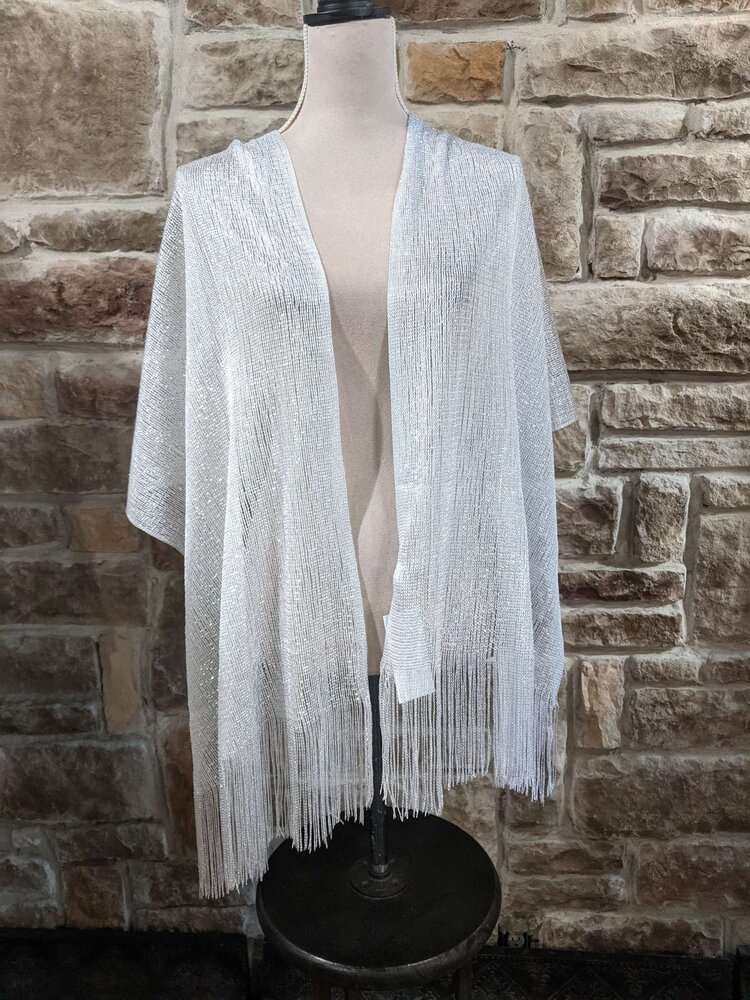 White Silver Shimmer Scarf Wrap