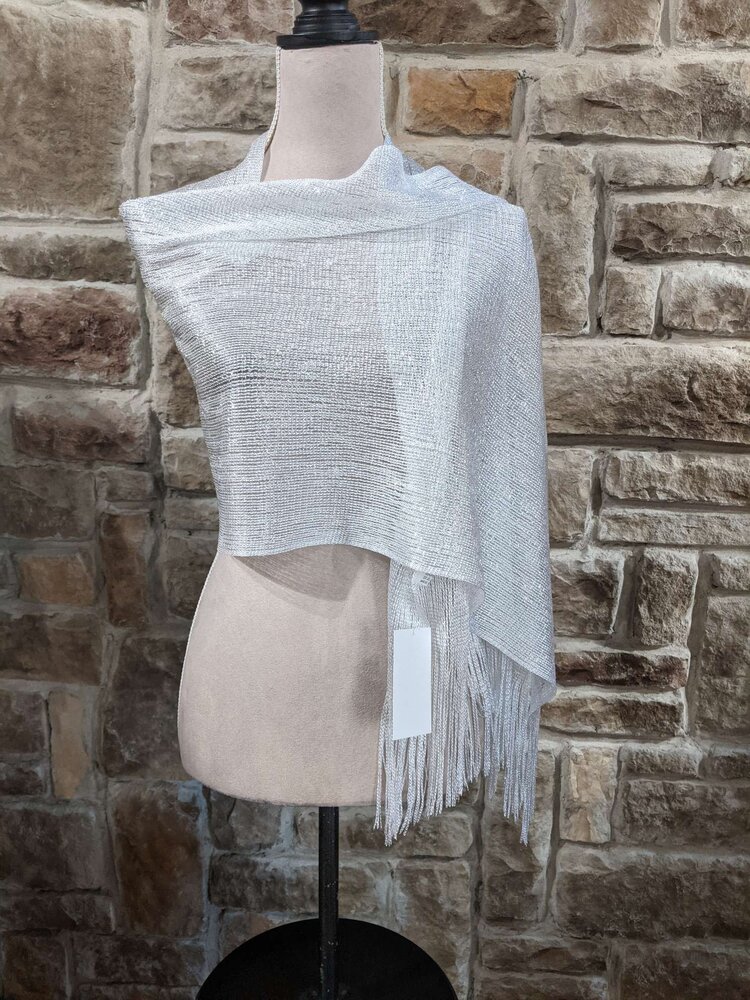 White Silver Shimmer Scarf Wrap