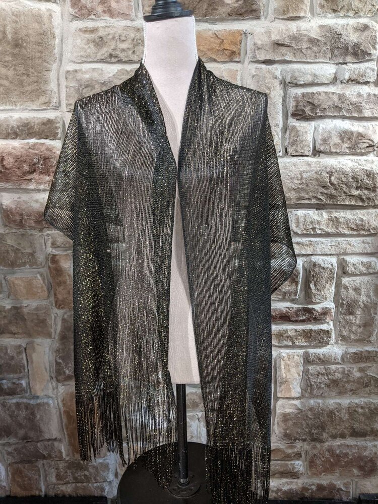 Black and Gold Shimmer  Scarf Wrap