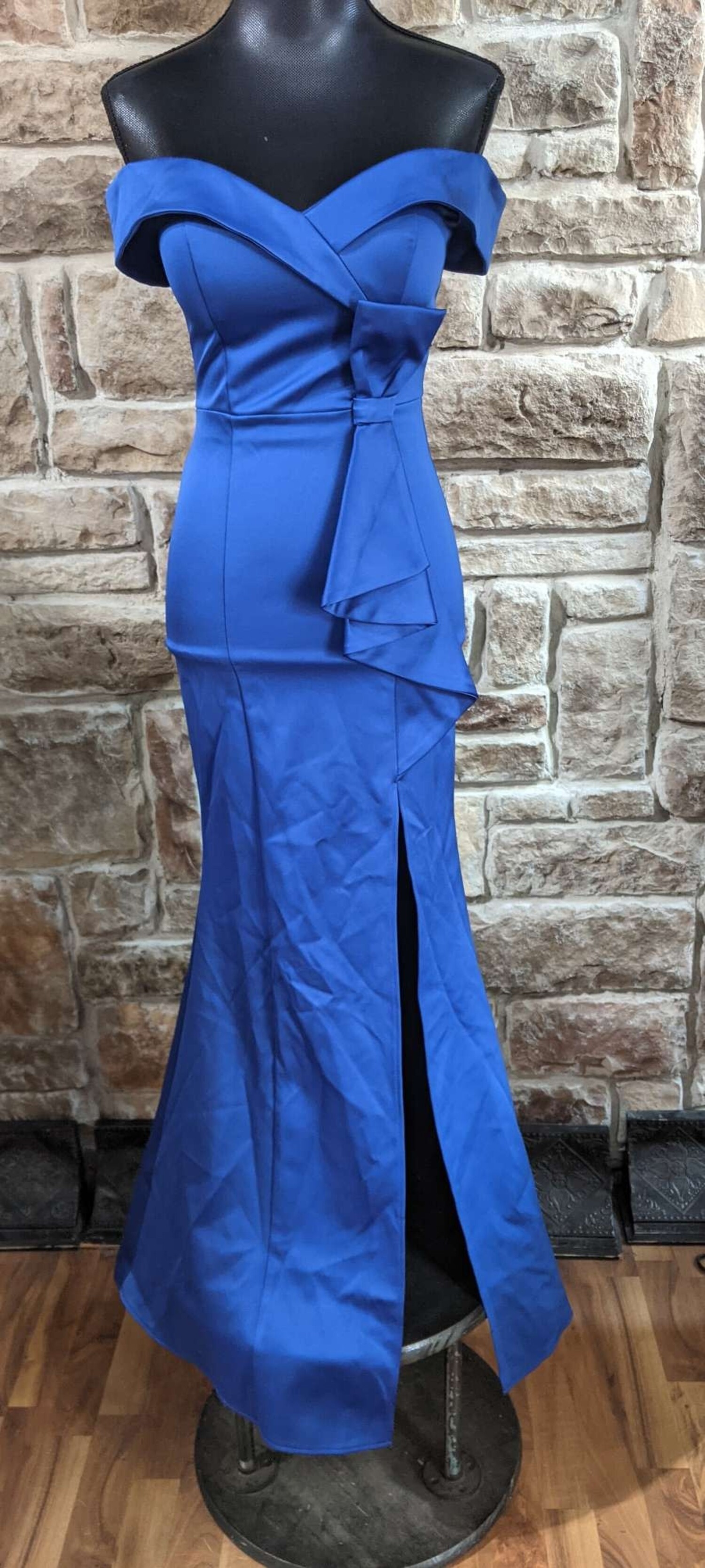 royal blue off the shoulder mermaid dress Elegant Long Royal Blue One-Shoulder Mermaid Dress with Beading and Ru –  Newinlook main image 0