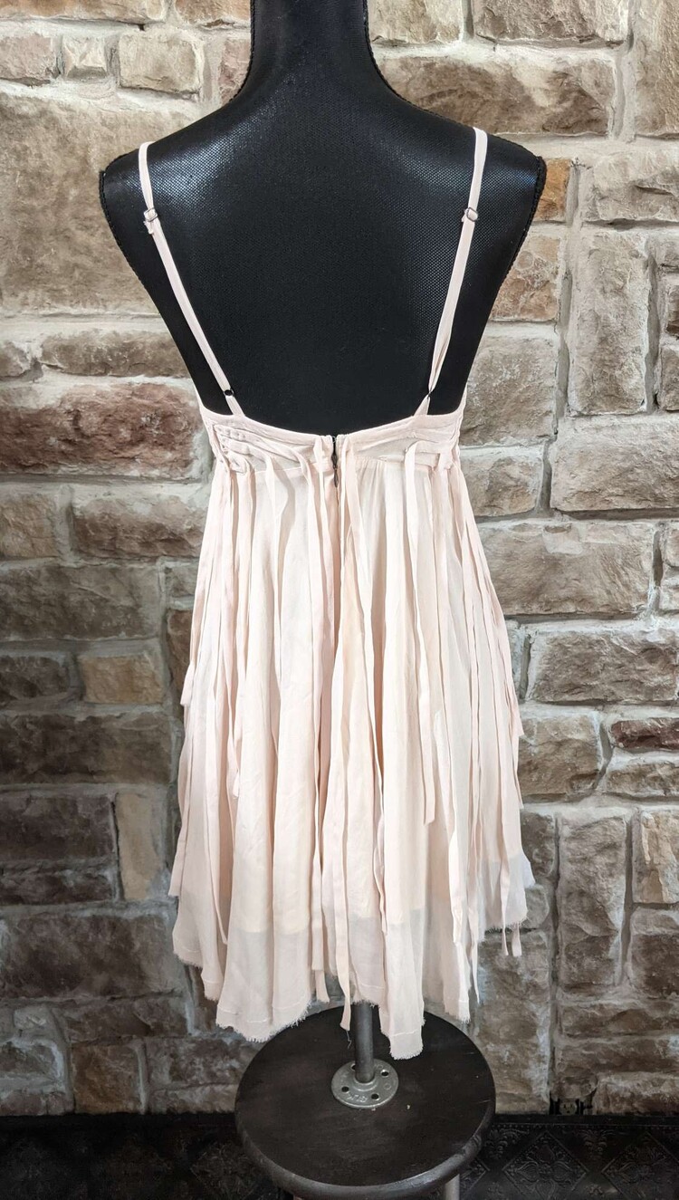 Light Pink Crisscross Fringe Dress, Size 0