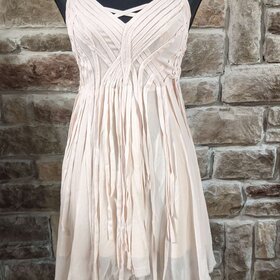 Light Pink Crisscross Fringe Dress, Size 0