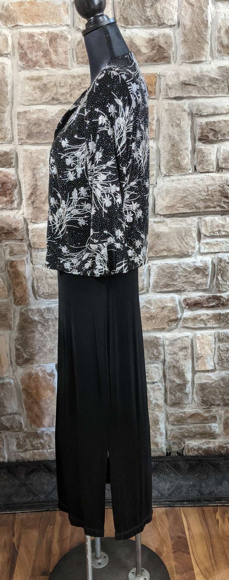 Jessica Howard Black Sheath Dress with Flower Jacket, Size 8