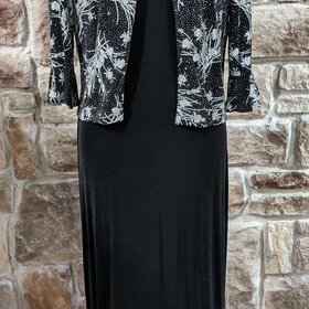 Jessica Howard Black Sheath Dress with Flower Jacket, Size 8