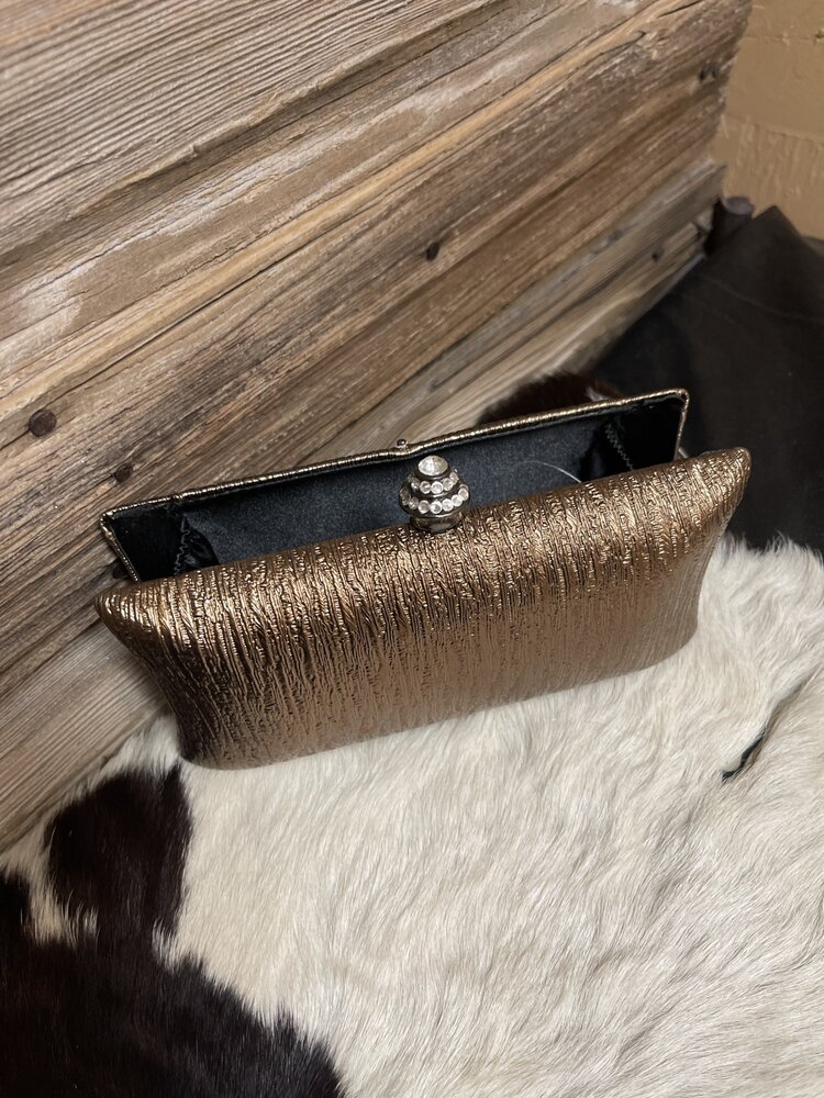 Hana Bronze Shiny Leather Clutch