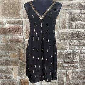 Free People Black With Gold Sequin Dress, Size XS
