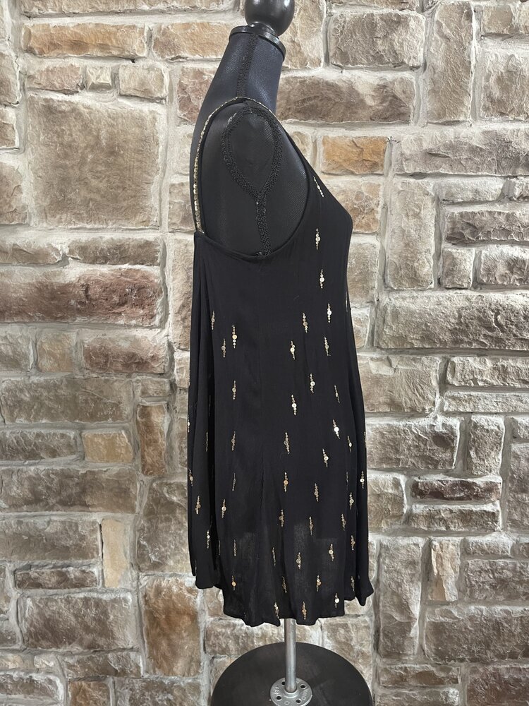 Free People Black With Gold Sequin Dress, Size XS