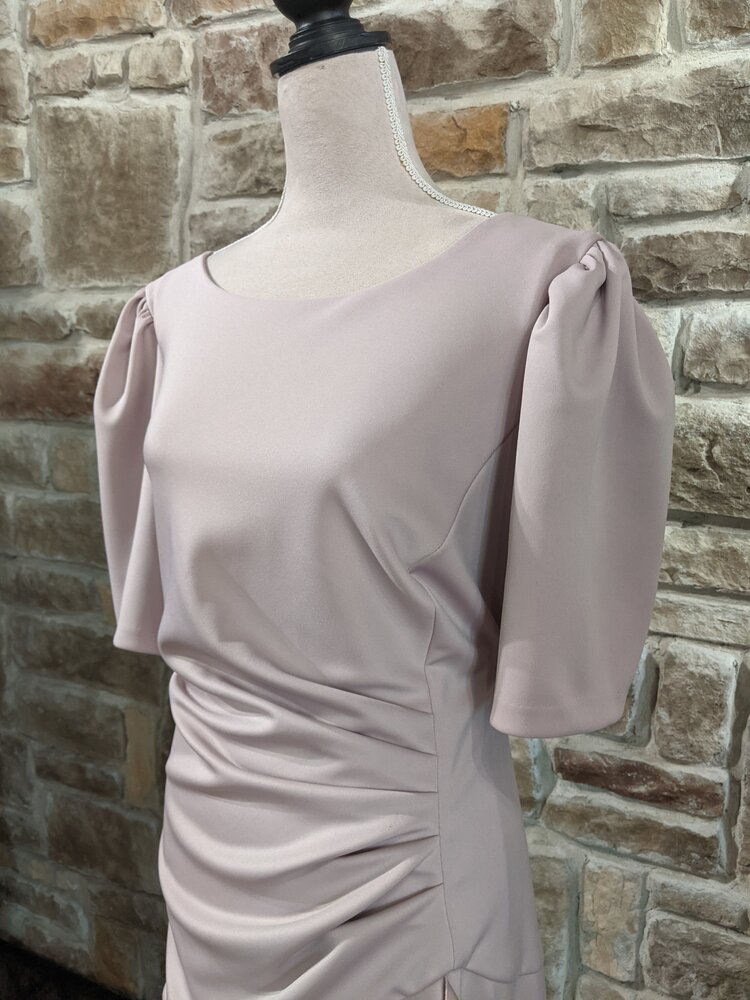 Xscape Mauve Rushed Short Sleeve Dress, Size 20W