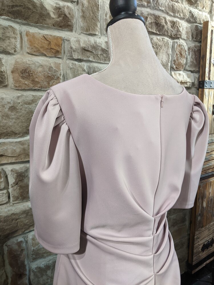 Xscape Mauve Rushed Short Sleeve Dress, Size 20W