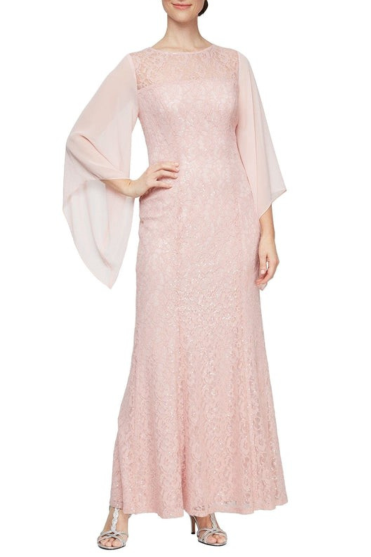 SLNY Faded Rose Long Sleeve Dress, Size 18