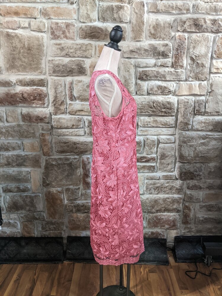 Adrianna Papell Misty Rose Lace Overlay Midi Dress, Size 16