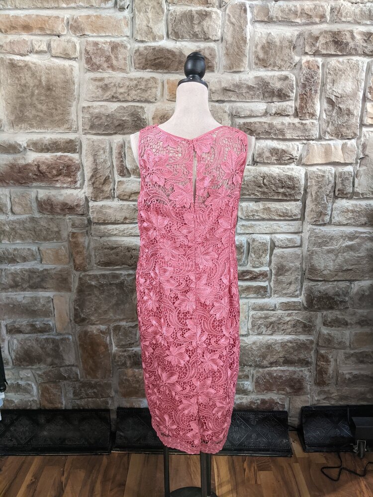 Adrianna Papell Misty Rose Lace Overlay Midi Dress, Size 16