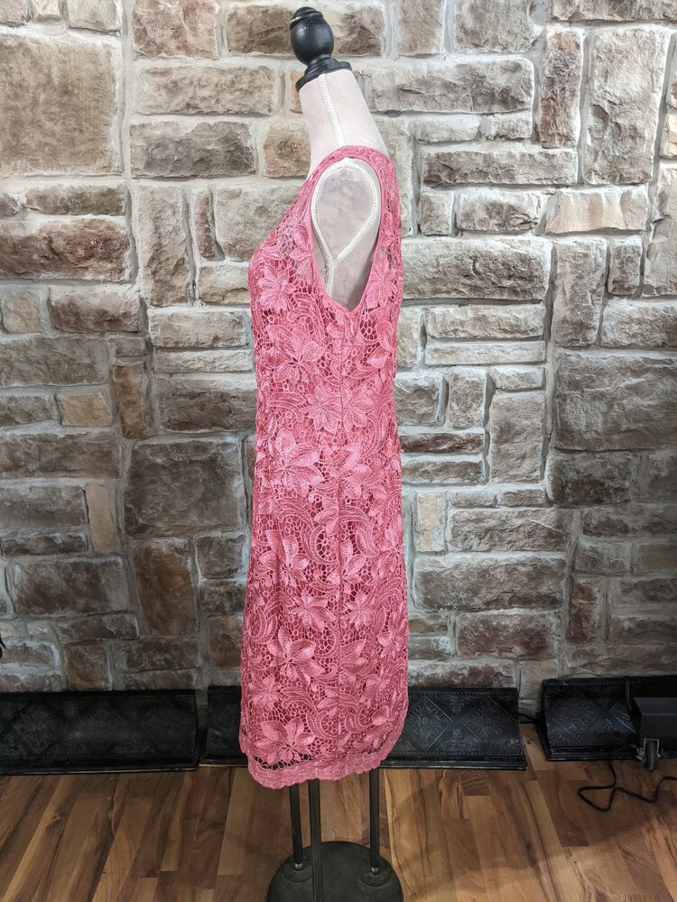 Adrianna Papell Misty Rose Lace Overlay Midi Dress, Size 16