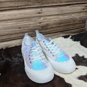 White Sequined Sneakers