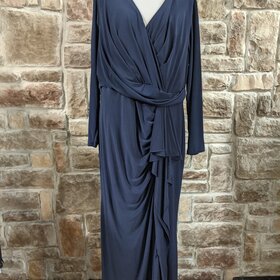 Betsy & Adam Navy Blue Rushed Long Sleeve, Size 20W