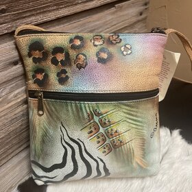 Anuschka Beige Anuschka Hand Painted Slim Cross Body Bag