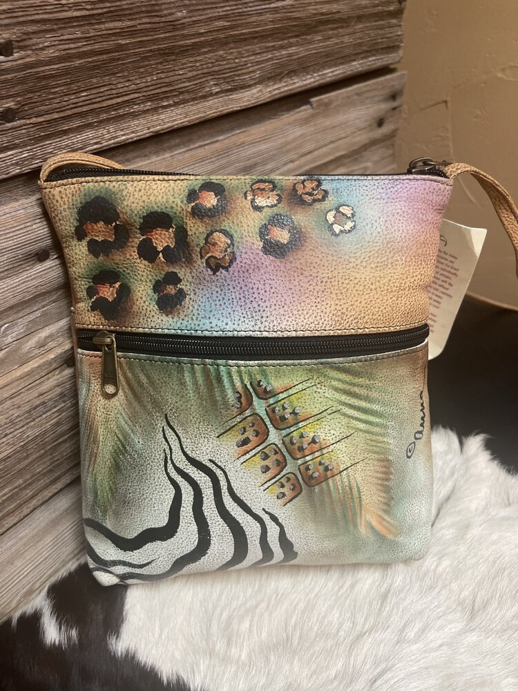 Anuschka Beige Anuschka Hand Painted Slim Cross Body Bag