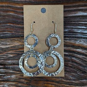 Silver Hammered Multi-Circle Earrings