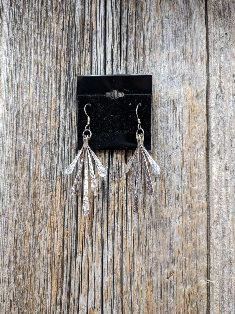 Silver Hammered Fringe Earrings