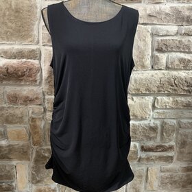 Zenana Black Long Ruched Tank Top