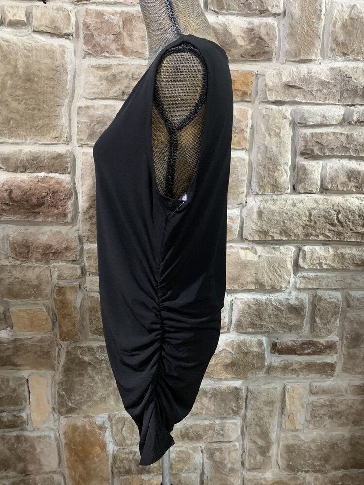 Zenana Black Long Ruched Tank Top