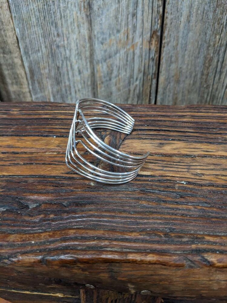German Silver Criss Cross Wire Bracelet