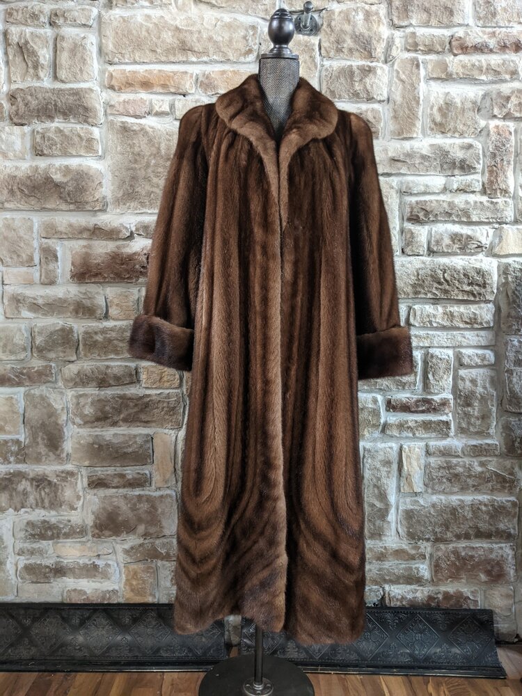 Ranch Mink Coat with Swirl Design, Size L