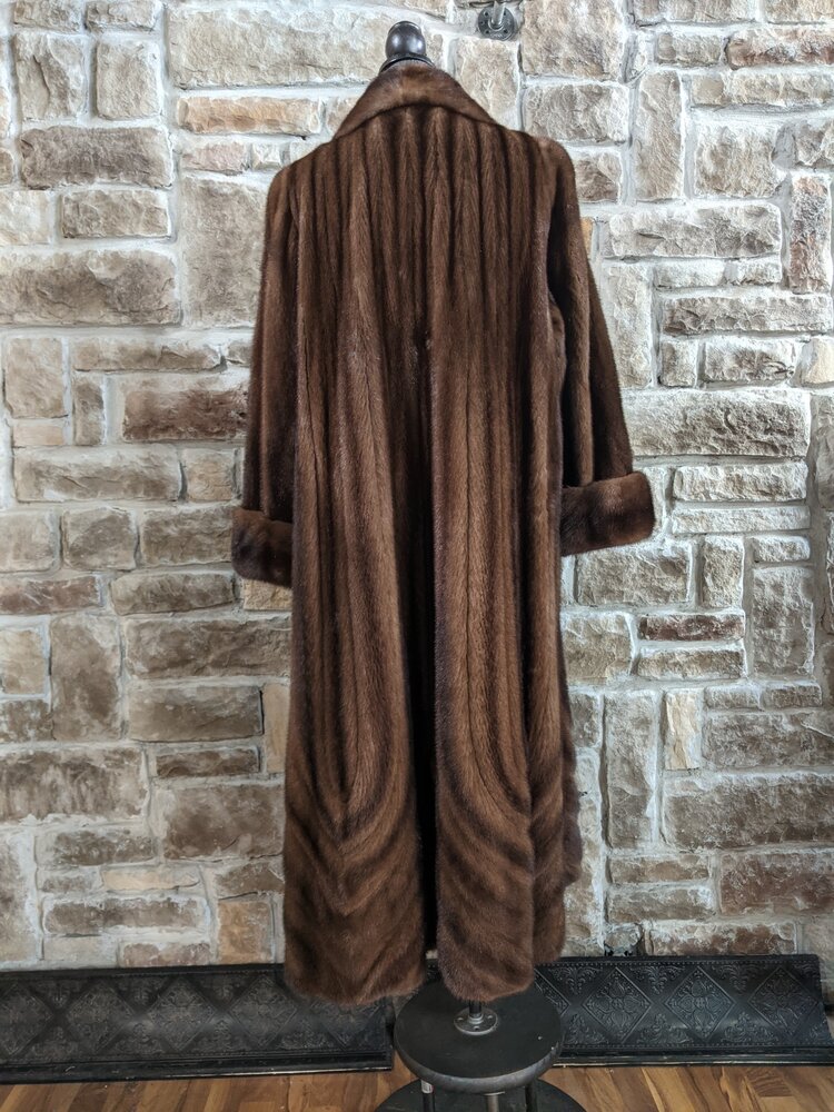 Ranch Mink Coat with Swirl Design, Size L