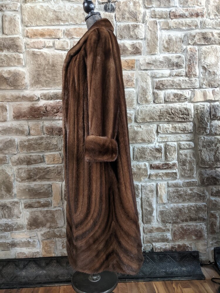 Ranch Mink Coat with Swirl Design, Size L