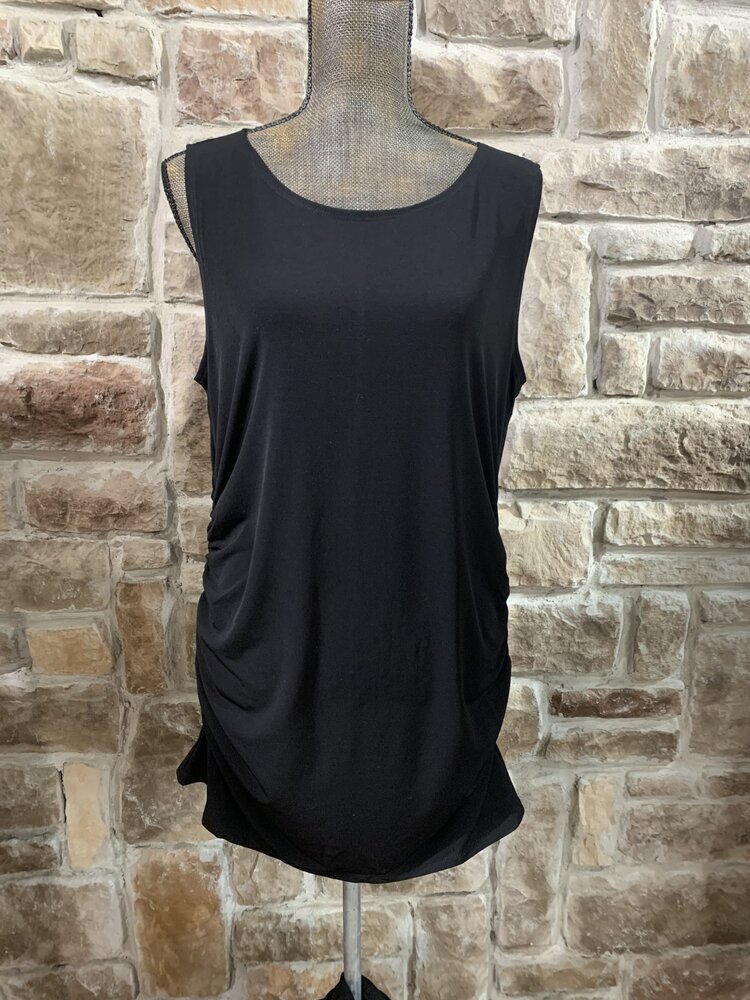 Zenana Black Long Ruched Tank Top