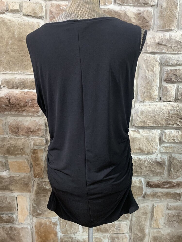 Zenana Black Long Ruched Tank Top