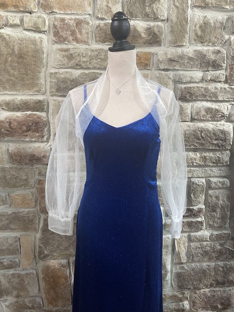 TS Coutour White Mesh Bolero Long Sleeve, Size 6