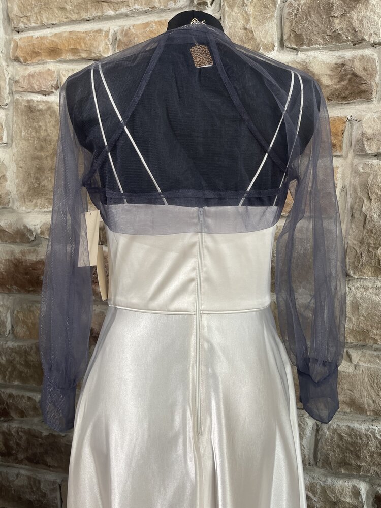 TS Coutour Charcoal Grey Mesh Bolero Long Sleeve, Size 8